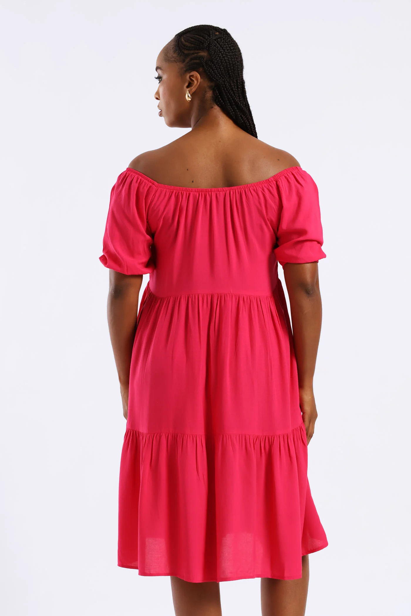 Tiered Gypsy Mini Dress - Magenta