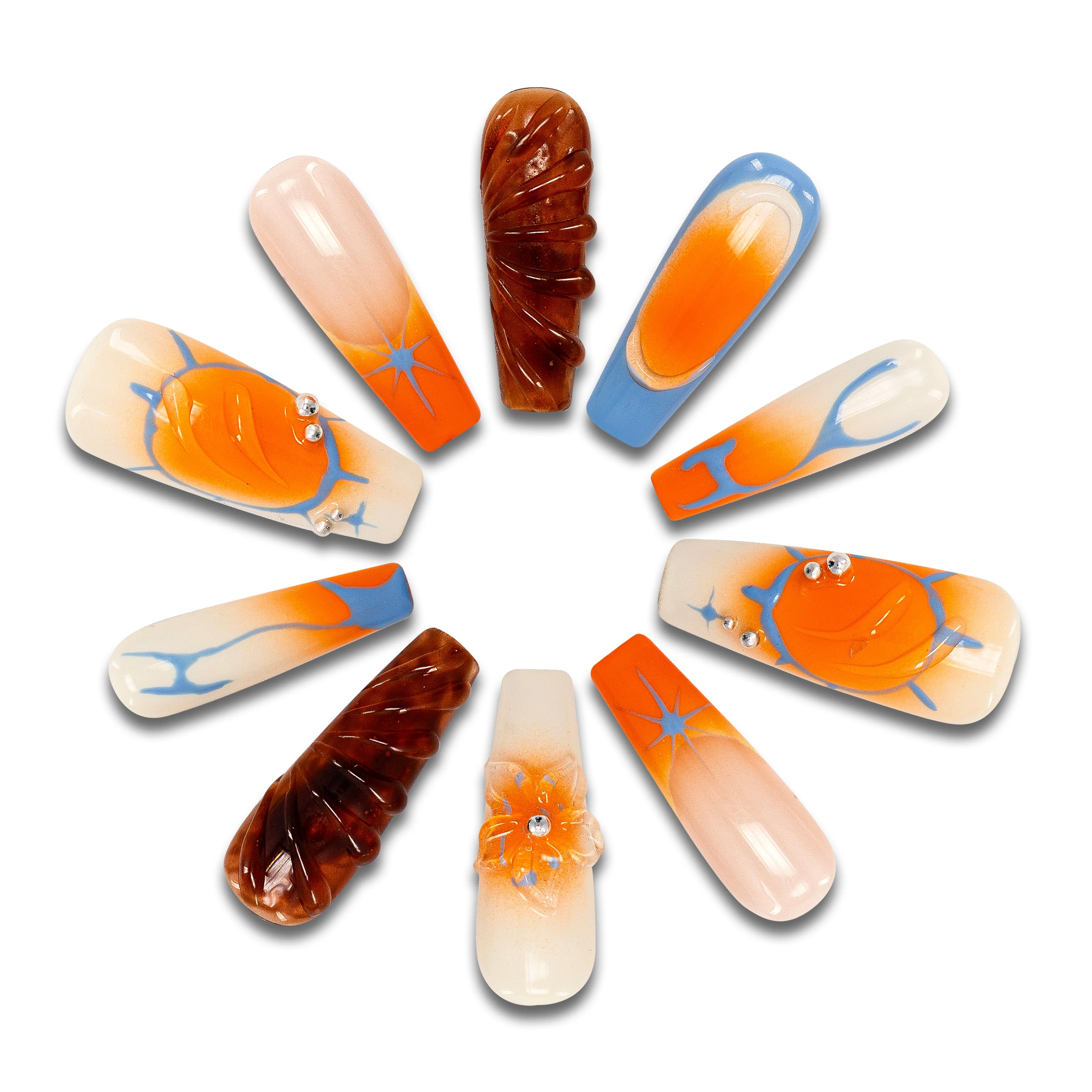 California Sunset Long Coffin Nails