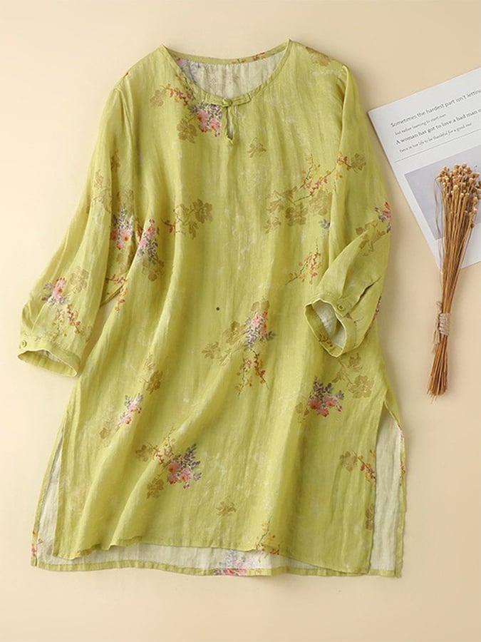 Fashion Print Loose Mid-Length Shirt
