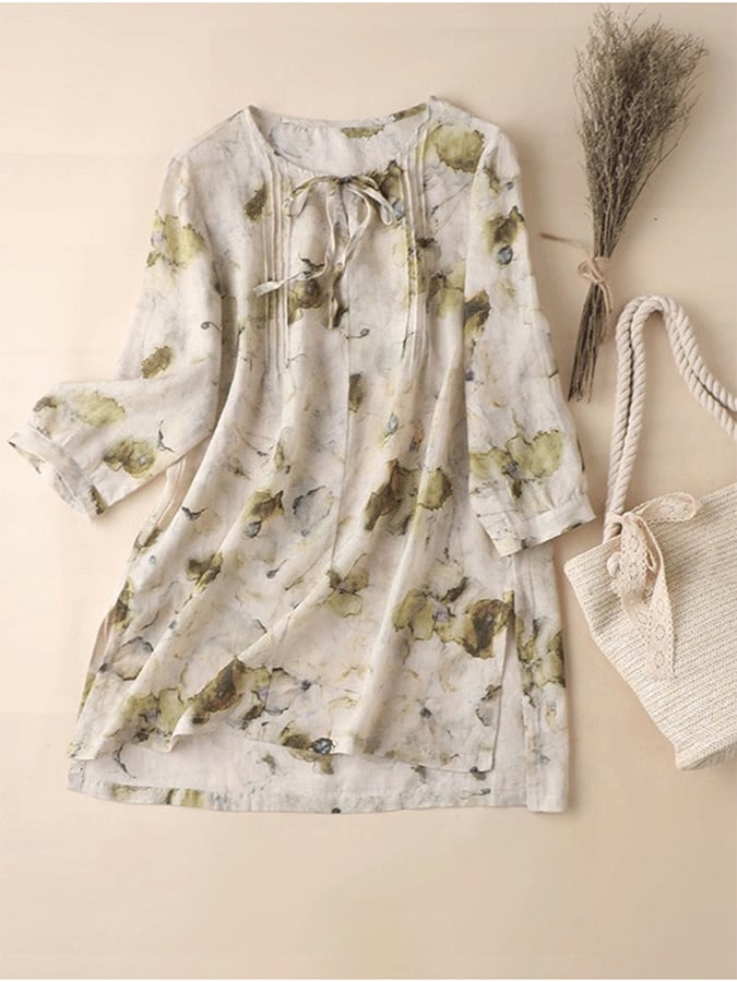 Fashion Print Loose Mid-Length Shirt