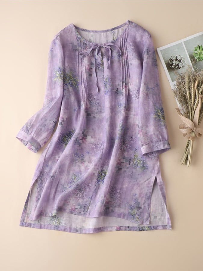 Fashion Print Loose Mid-Length Shirt