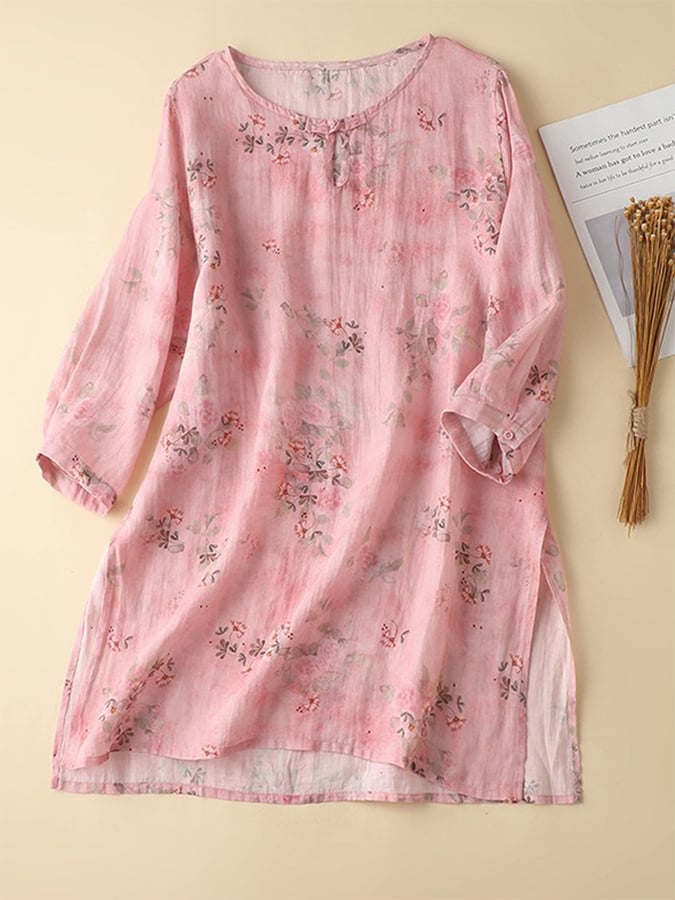 Fashion Print Loose Mid-Length Shirt