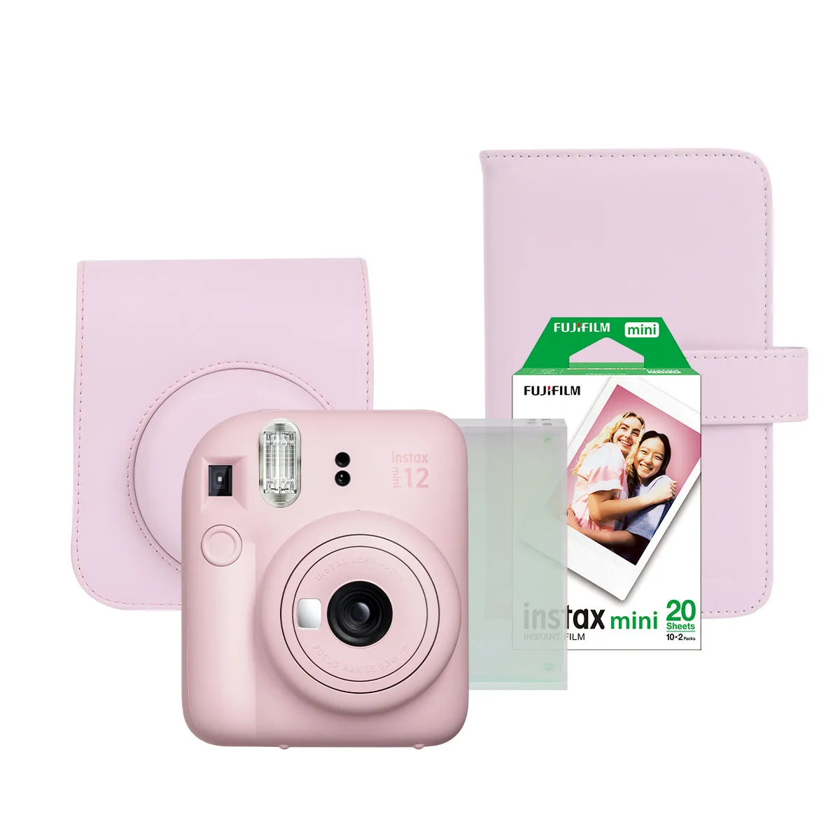 Paquete Instax Mini 12 Rosa + Álbum + Funda