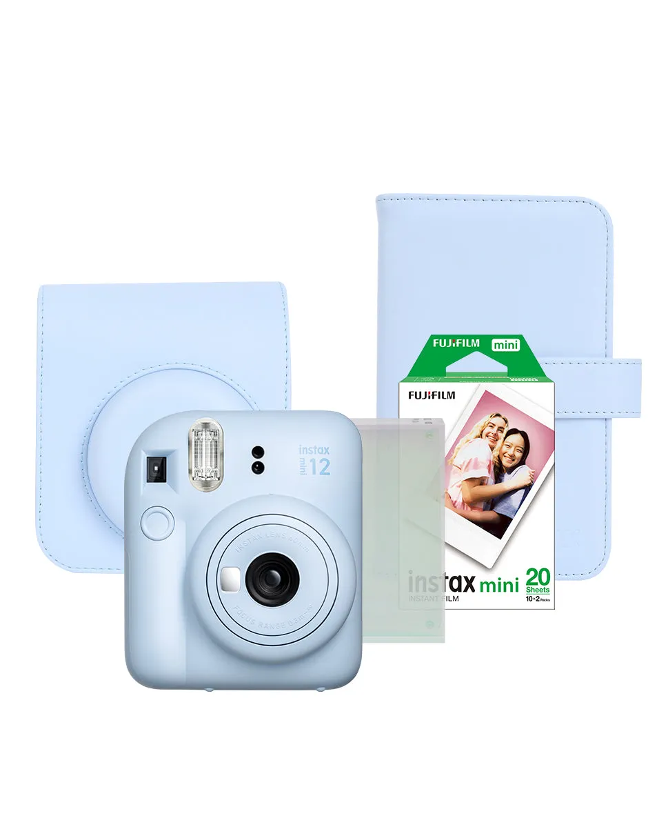 Paquete Cámara Instax Mini 12 Azul + Álbum + Funda