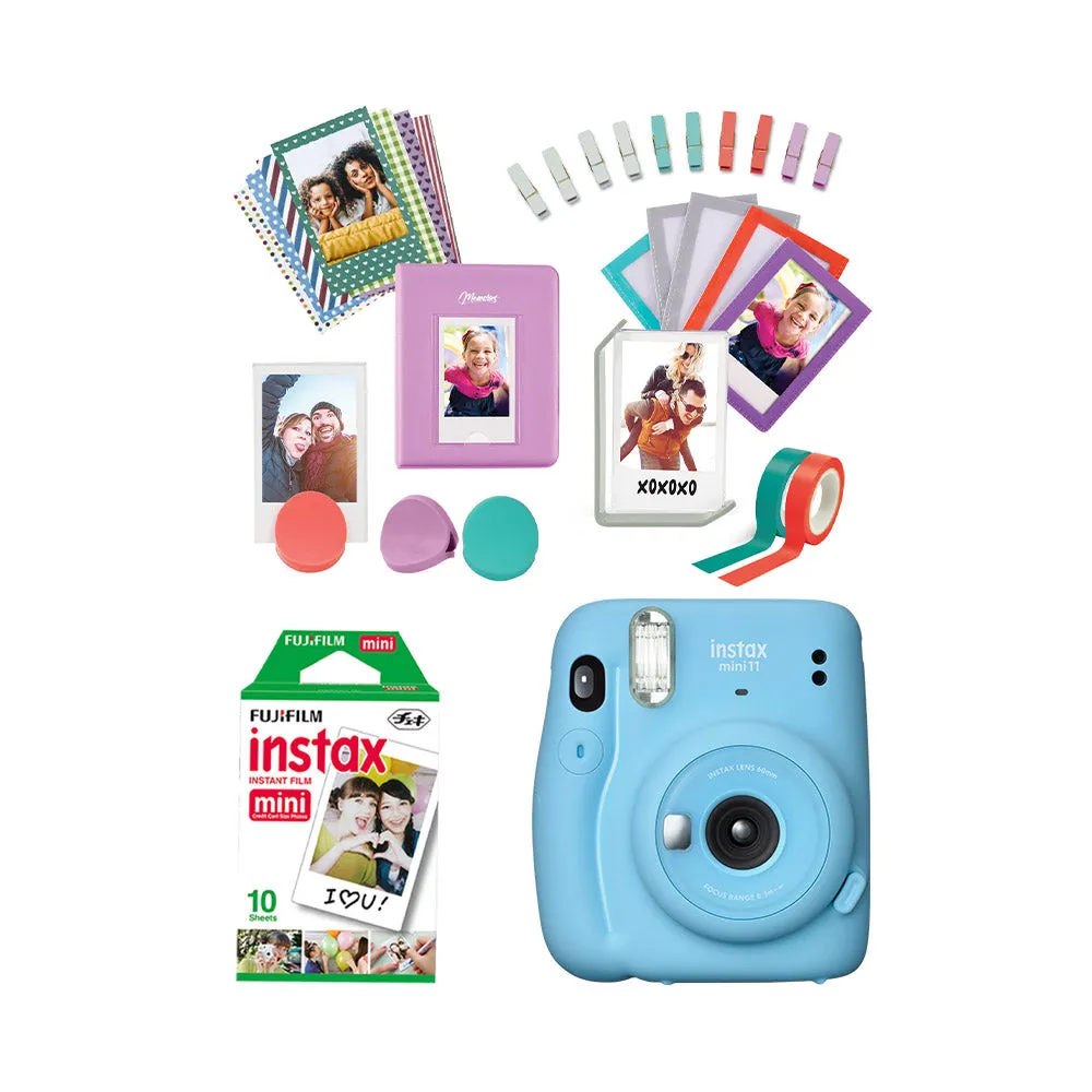 Paquete Mini 11 Azul + Kit Accesorios + Película instax