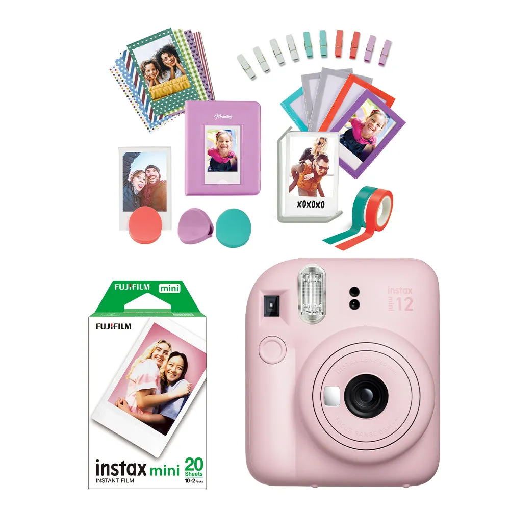 Paquete Instax Mini 12 Rosa + Kit Accesorios