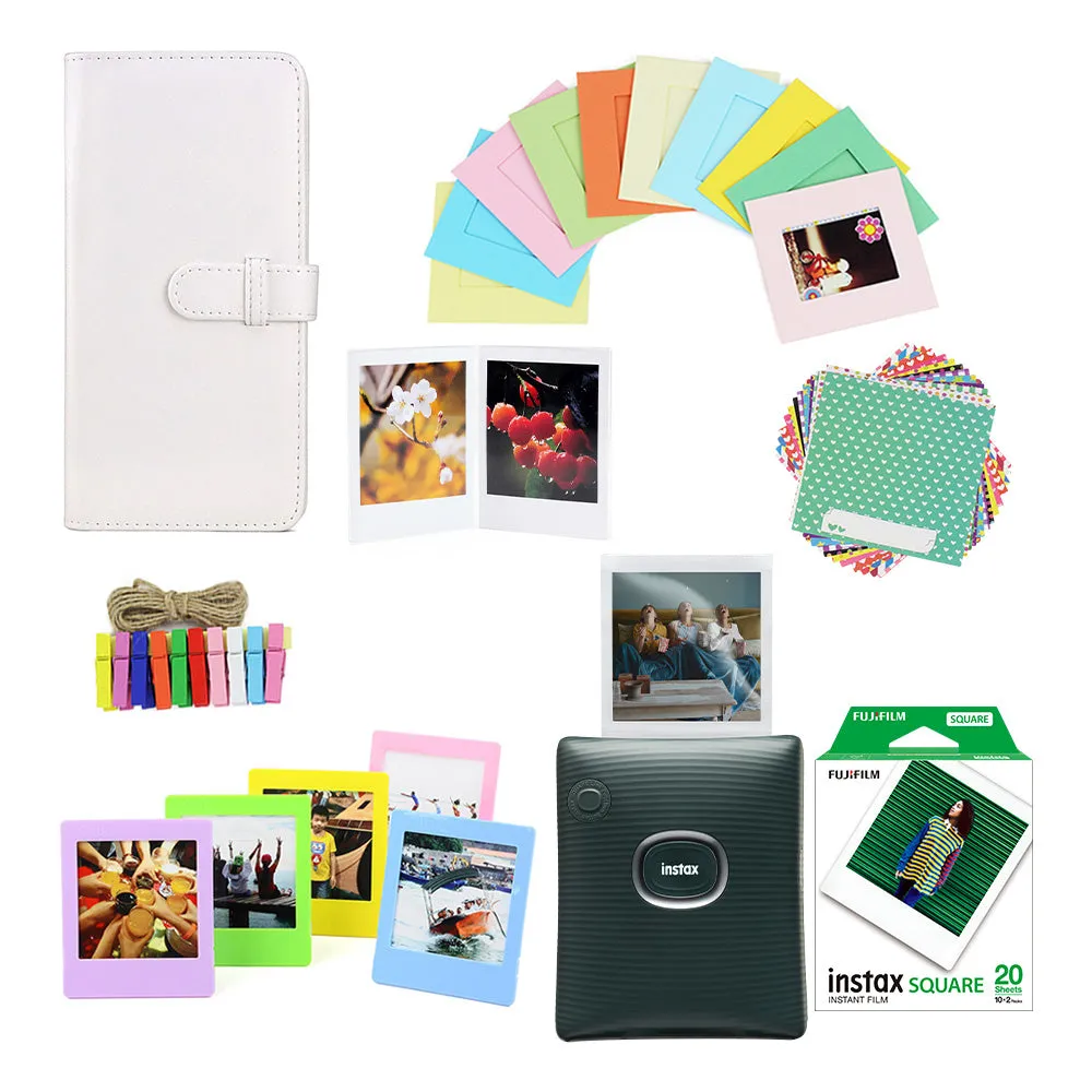 Instax Link SQ Verde + 20 fotografías + Accesorios