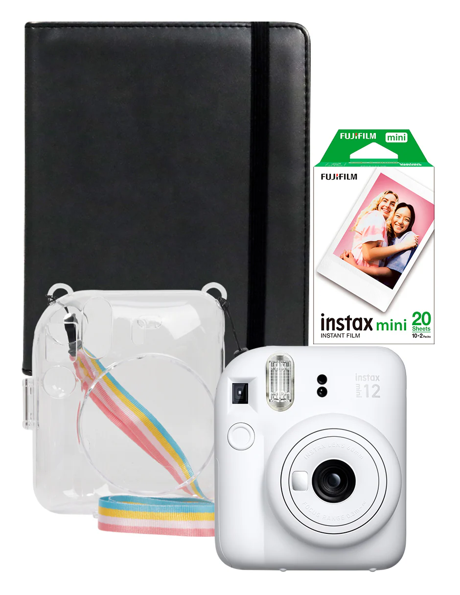 Paquete Instax Mini 12 Azul + 20 Fotos+ Funda+ Album