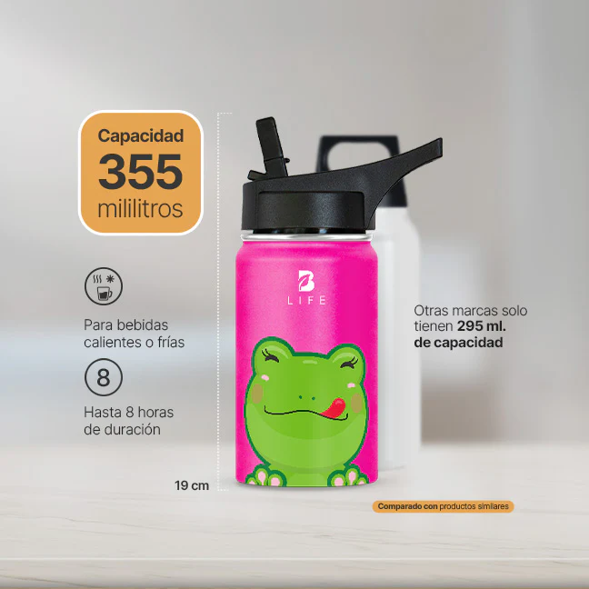 Botella Térmica Para Niños | Ranita 355 y 532 ml