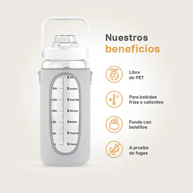 Botella Motivacional | Blanca 1.89 L