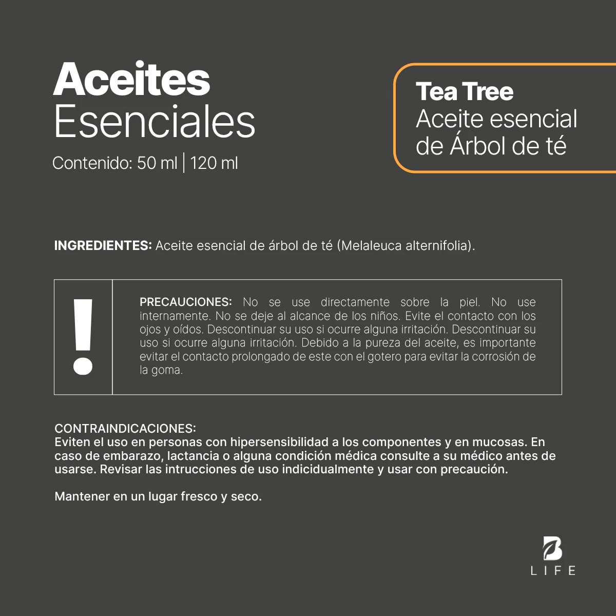 Essential Oil Tea Tree | Aceite Esencial Árbol de Té 50 y 120 ml