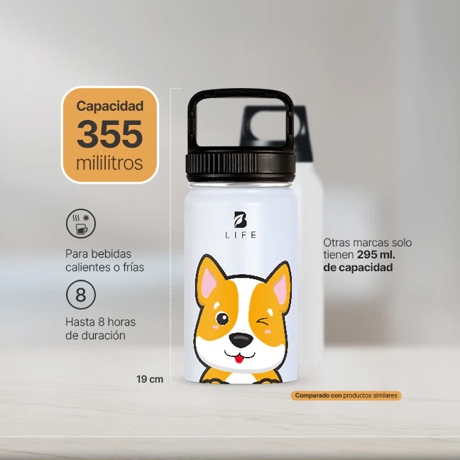 Botella Térmica Para Niños | Perrito 355 y 532 ml