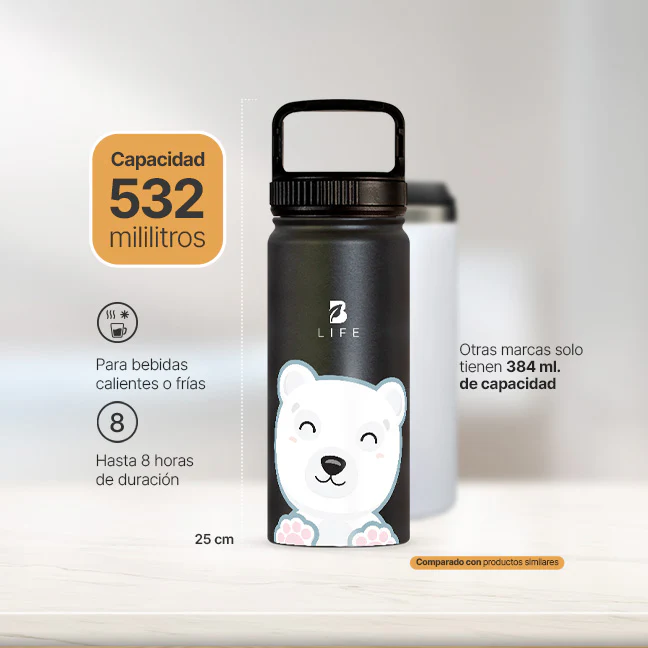 Botella Térmica Para Niños | Oso Polar 355 y 532 ml