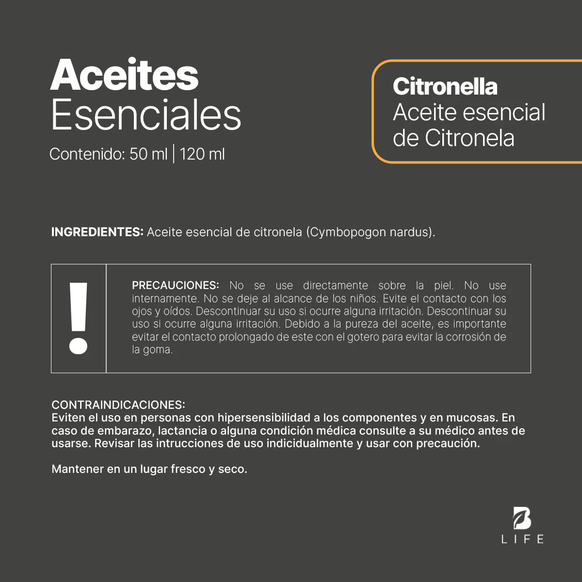 Essential Oil Citronella | Aceite Esencial Citronela 50 y 120 ml