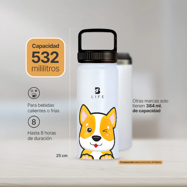 Botella Térmica Para Niños | Perrito 355 y 532 ml