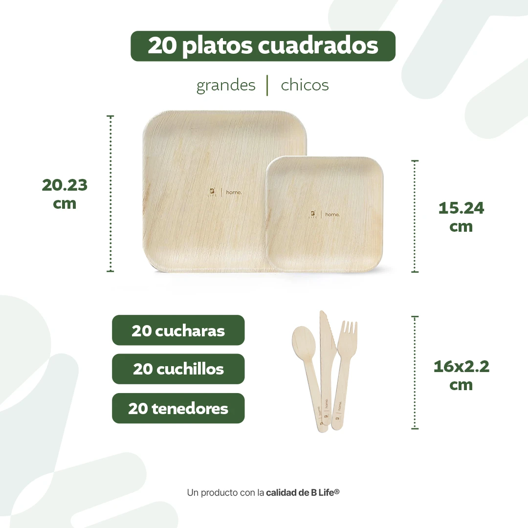 Natural Leaf Tableware | Set de platos y cubiertos de hoja de palma 100 o 200 piezas