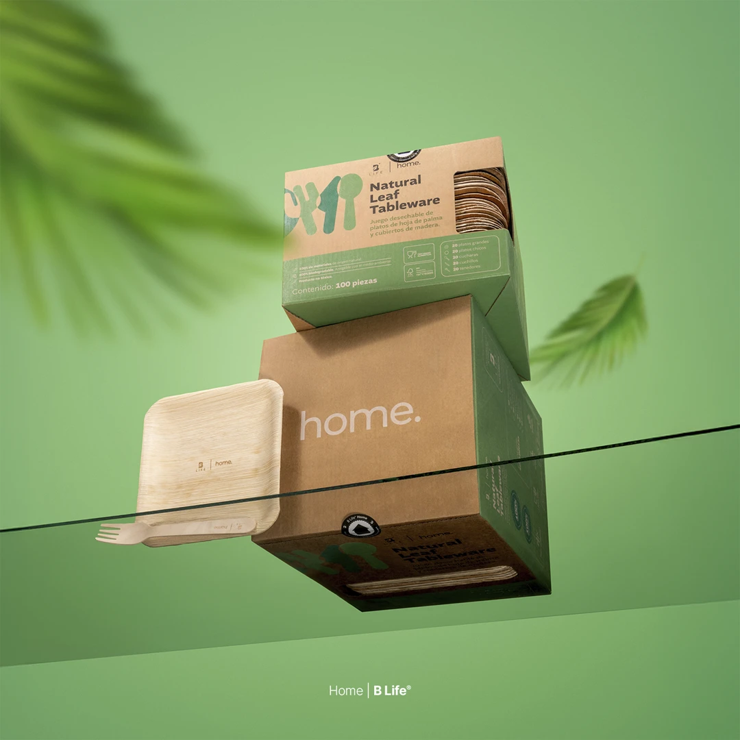 Natural Leaf Tableware | Set de platos y cubiertos de hoja de palma 100 o 200 piezas