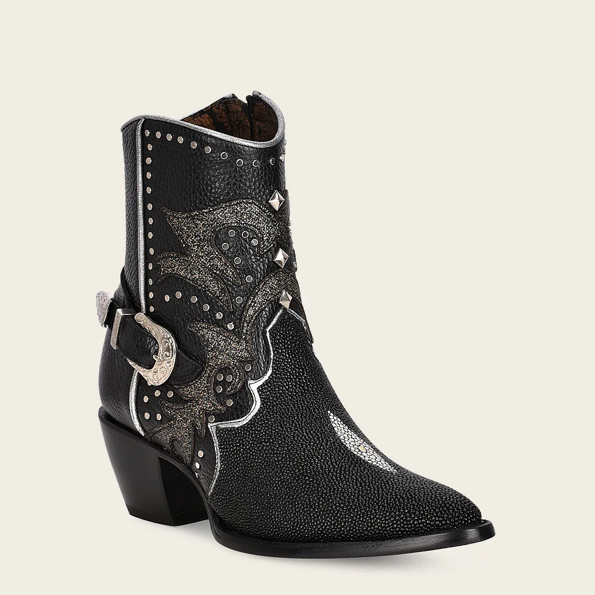Botín western fashion en piel genuina de mantarraya para dama
