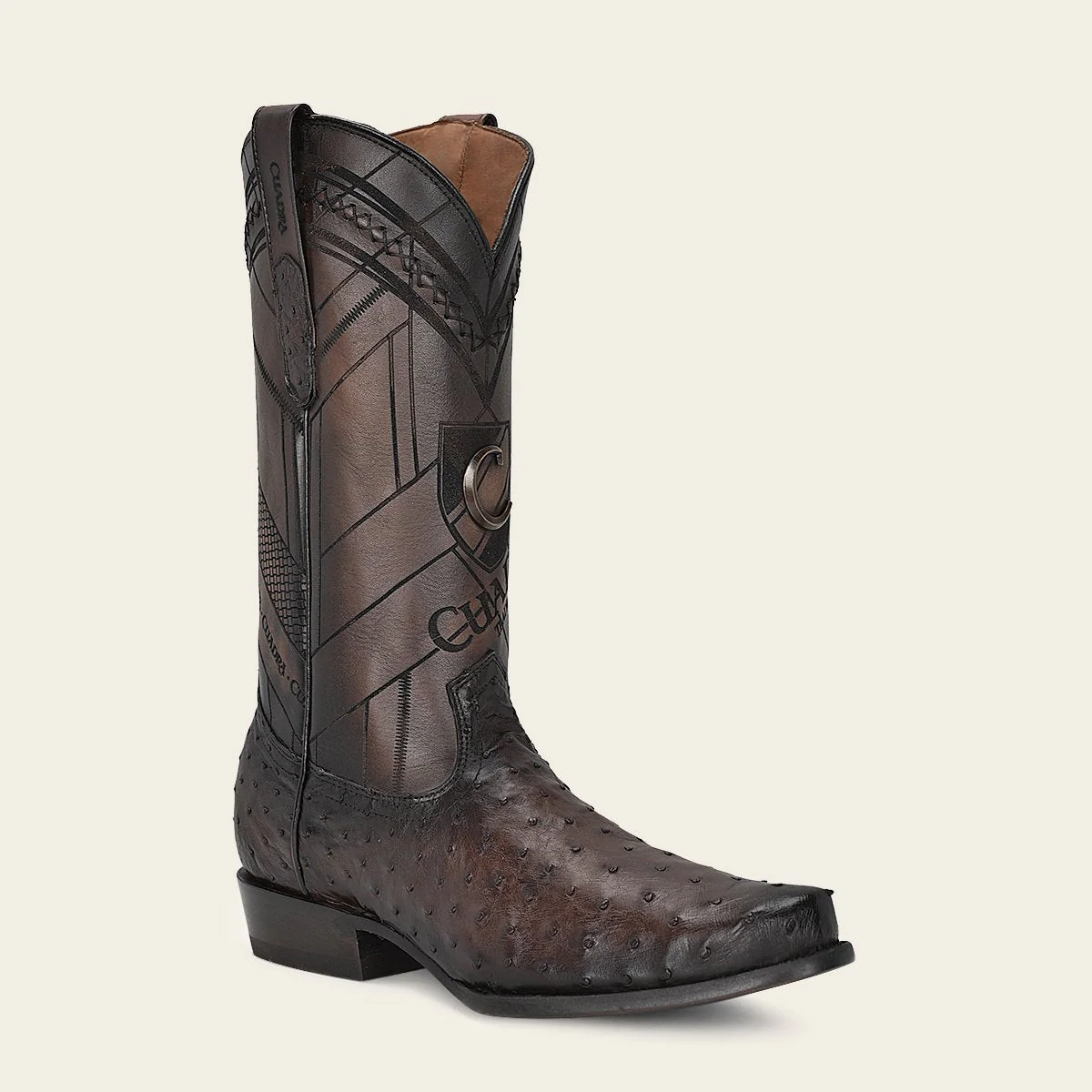 Bota tradicional en piel genuina de avestruz para caballero