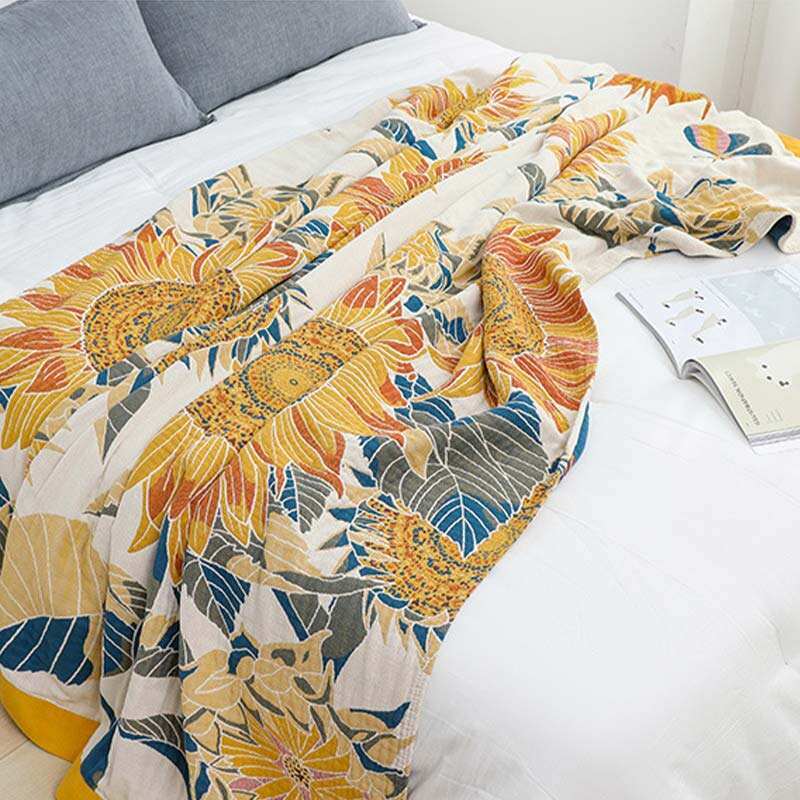 Blooming Sunflower Cotton Reversible Soft Quilt