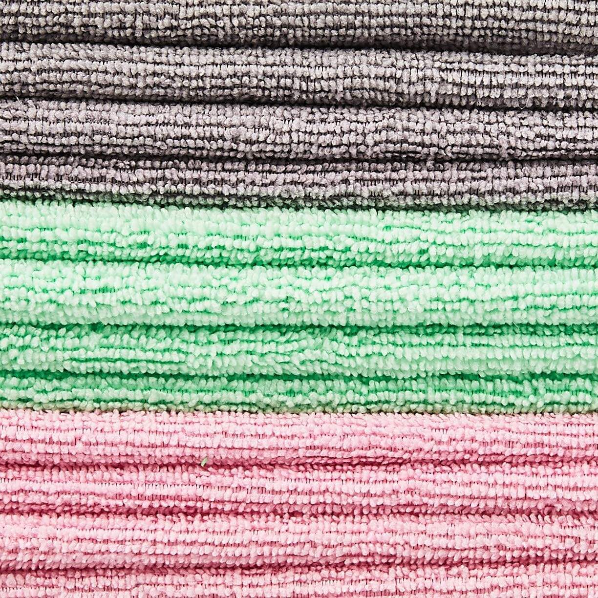 Basics Microfiber Cleaning Cloth, Non-Abrasive, Reusable and Washable, Pack of 48, Green/Gray/Pink, 16