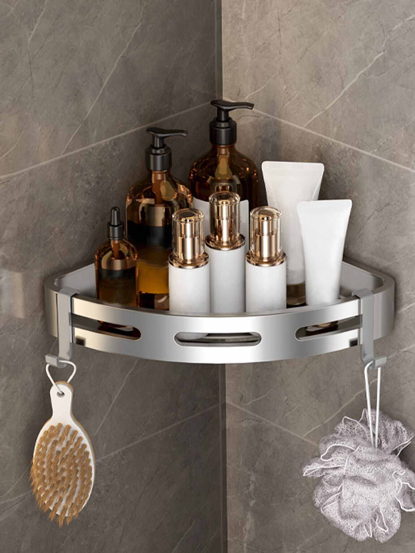 1pc Stainless Steel Bathroom Storage Rack