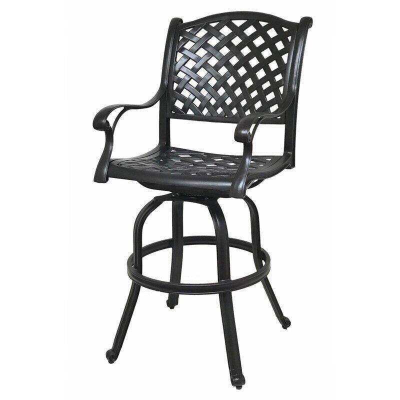 Wachtel Round 4 - Person 48'' Long Aluminum Bar Height Dining Set with Cushions