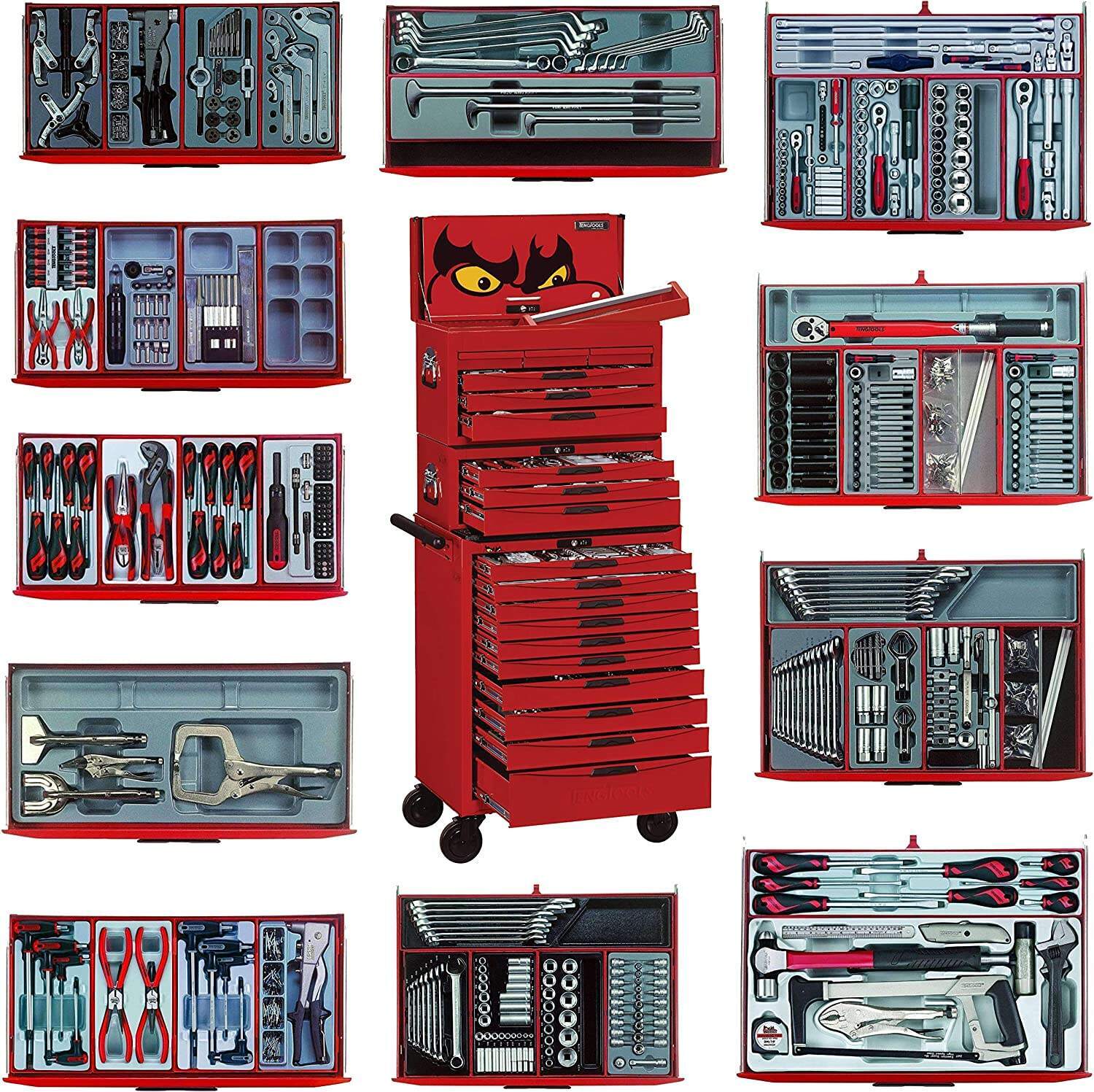 Tools 1001 Piece Mega Master Mixed Hand Tool Kit + 3 Toolbox Storage Cases - TCMM1001N, Silver