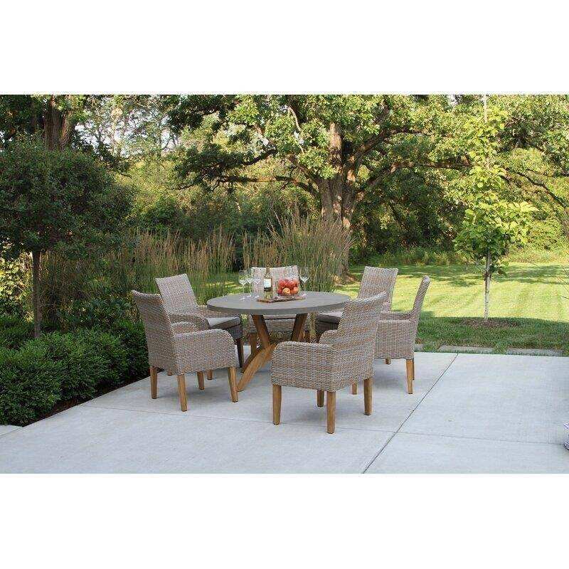 Carter Round 6 - Person 52'' Long Teak Dining Set with Cushions
