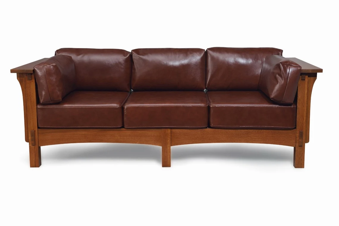 Craftsman / Mission crofter Stye 3-Seater Sofa - Chestnut Brown Leather