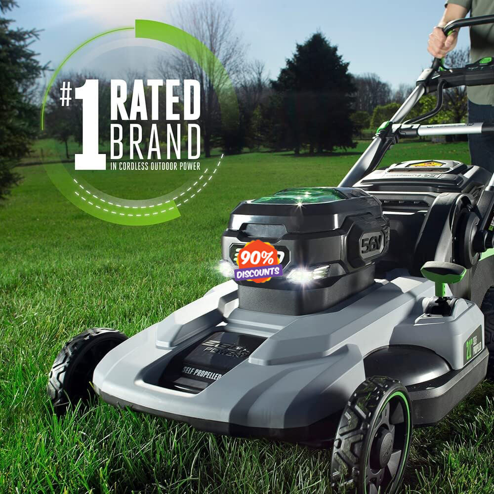 Power+ LM2102SP-A 21-Inch 56-Volt Lithium-ion Self-Propelled Cordless Lawn Mower (2) 4.0Ah Battery and Rapid Charger Included,Black