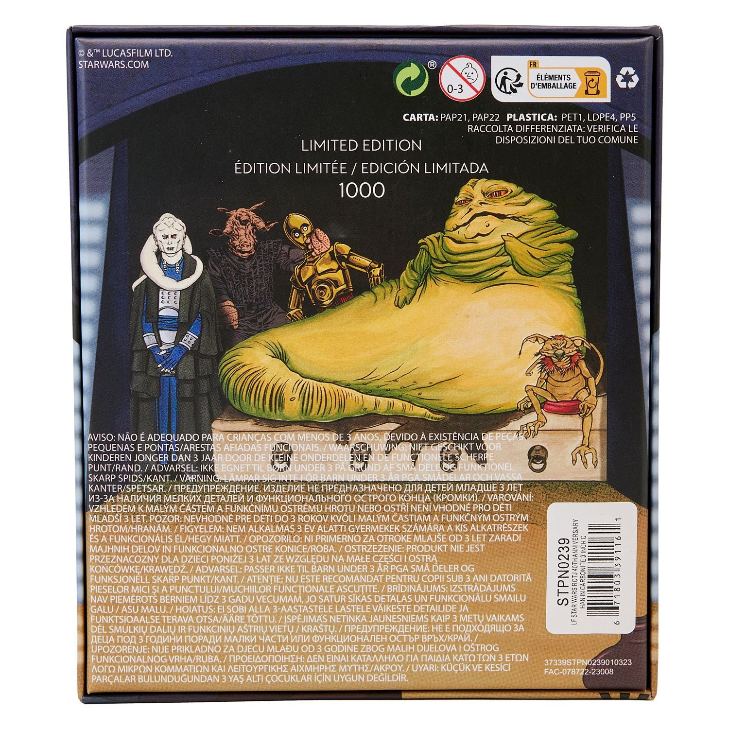 Star Wars ROTJ 40th Anniversary Han in Carbonite Loungefly Collector Pin Box