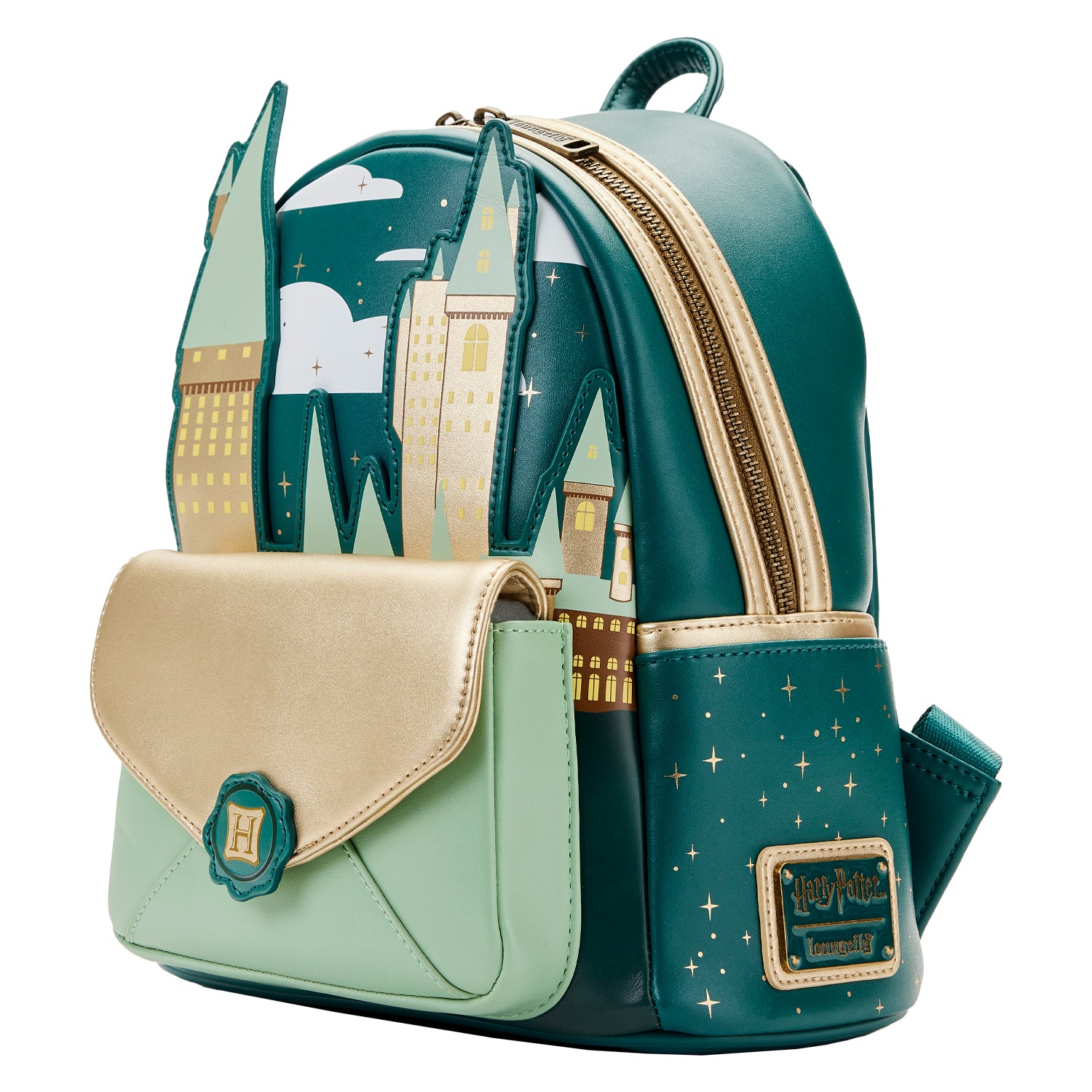 Harry Potter Golden Hogwarts Castle Loungefly Mini Backpack