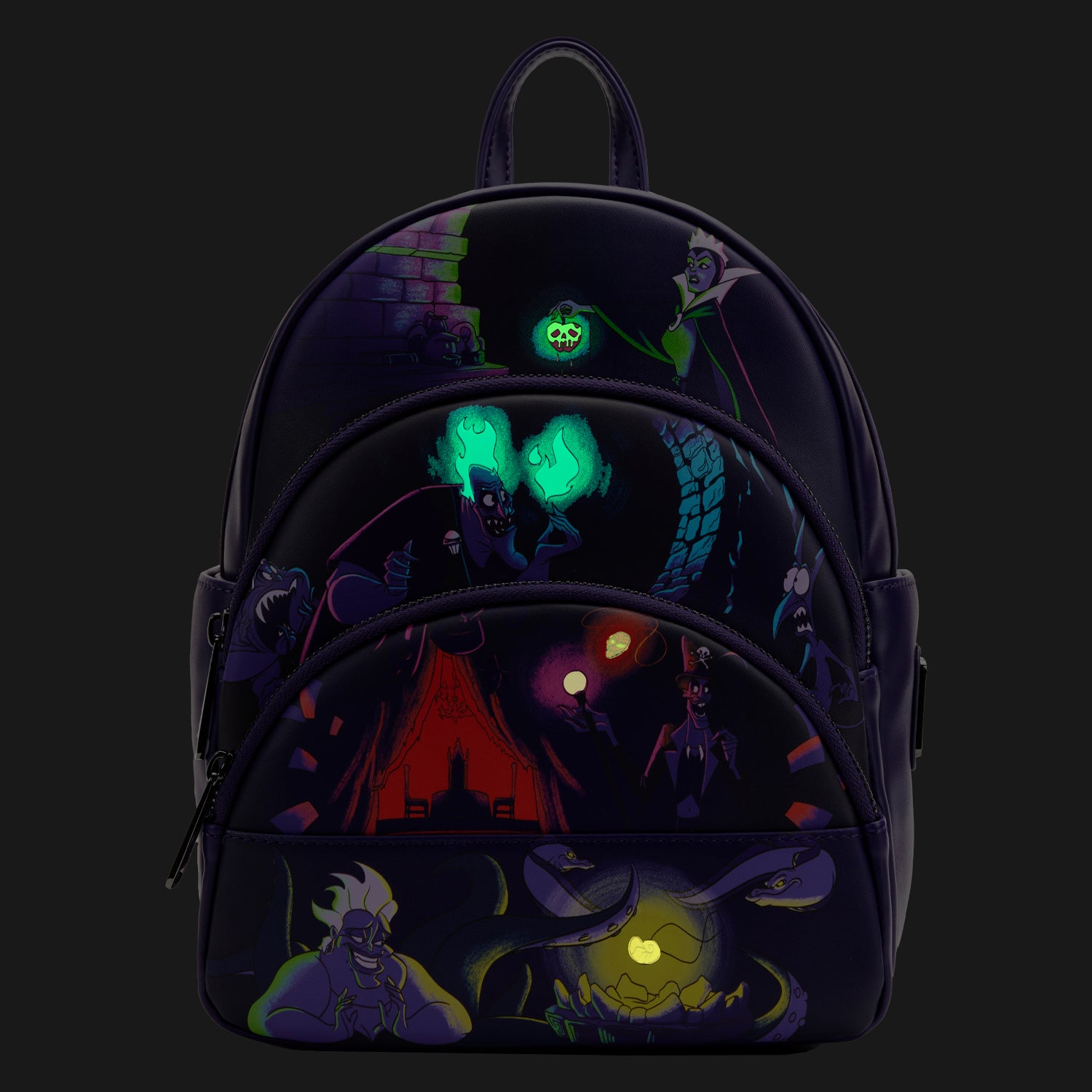 Disney Villains Glow in the Dark Loungefly Triple Pocket Mini Backpack