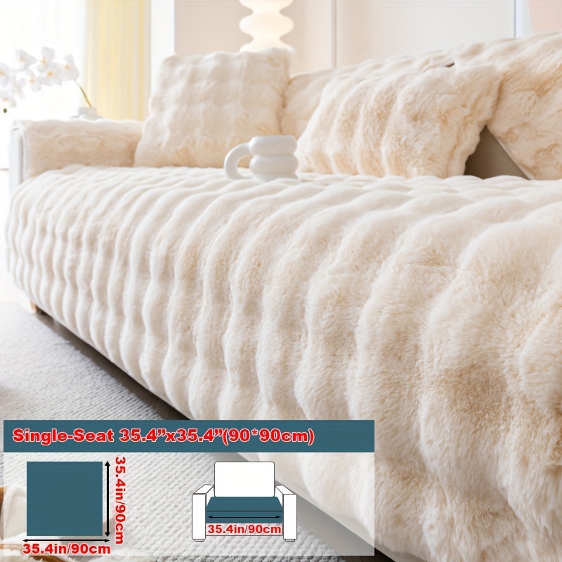 Imitation Rabbit Plush Sofa Cover: Soft, Warm & Pet-Friendly, Machine Washable, Non-Slip Protection for Various Sofa Types, Modern One-Piece Design