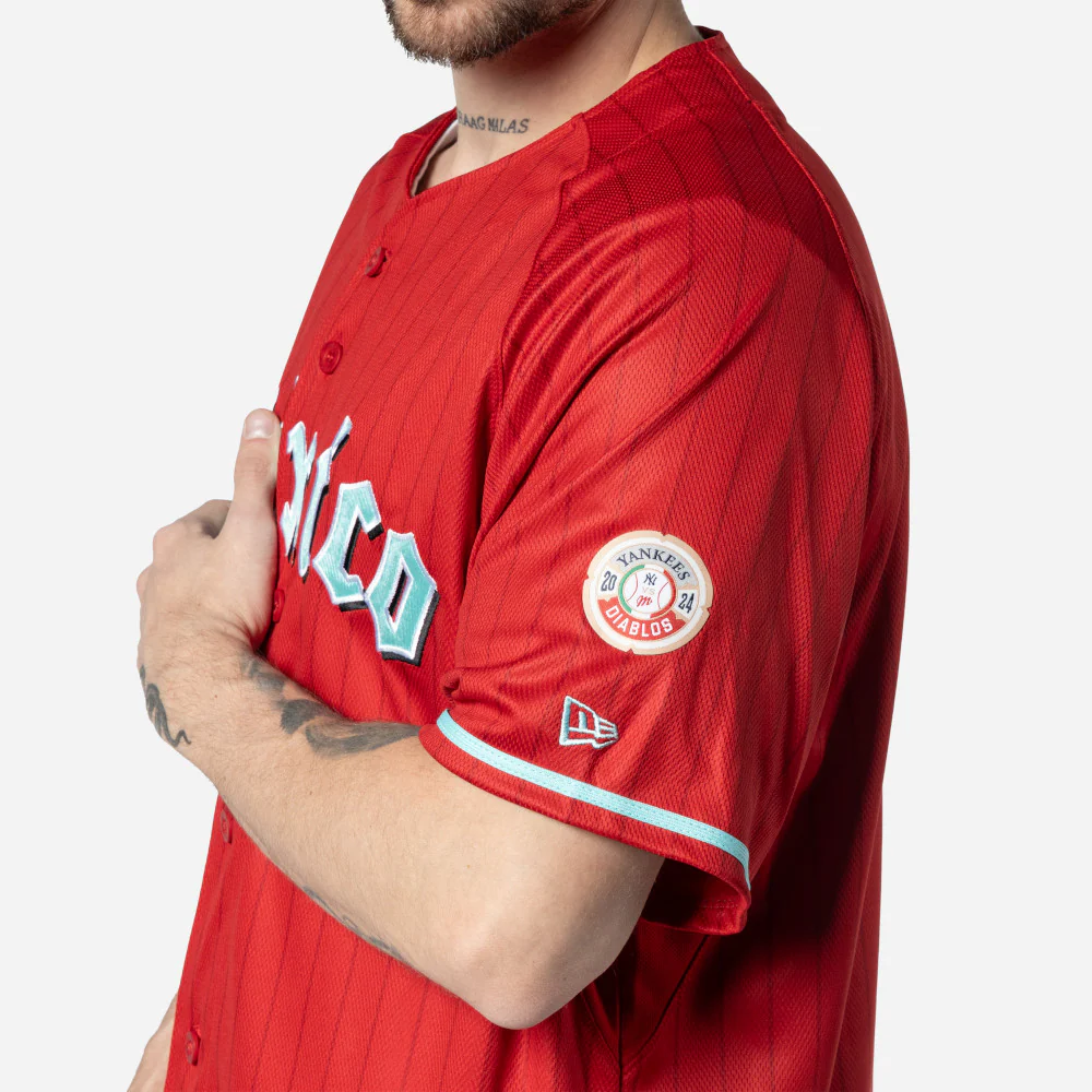 Jersey Pinstripe Rojo Diablos Rojos del México Vs Yankees