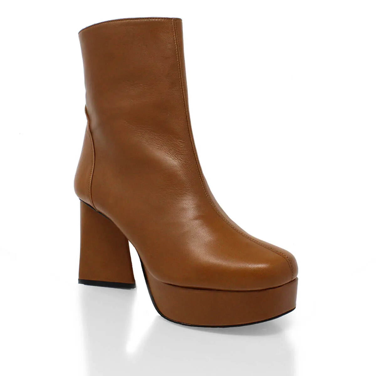 INGRID 95 - Miel  Zapato Bota Botin Plataforma Tacon Alto Para Dama en Piel