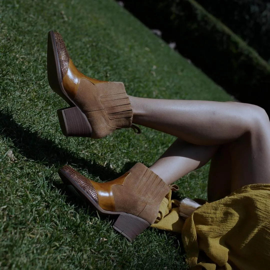 MADDIE 60 Edicion Limitada - Mango  Zapato Bota Botin Tacon Bajo para Dama en Piel