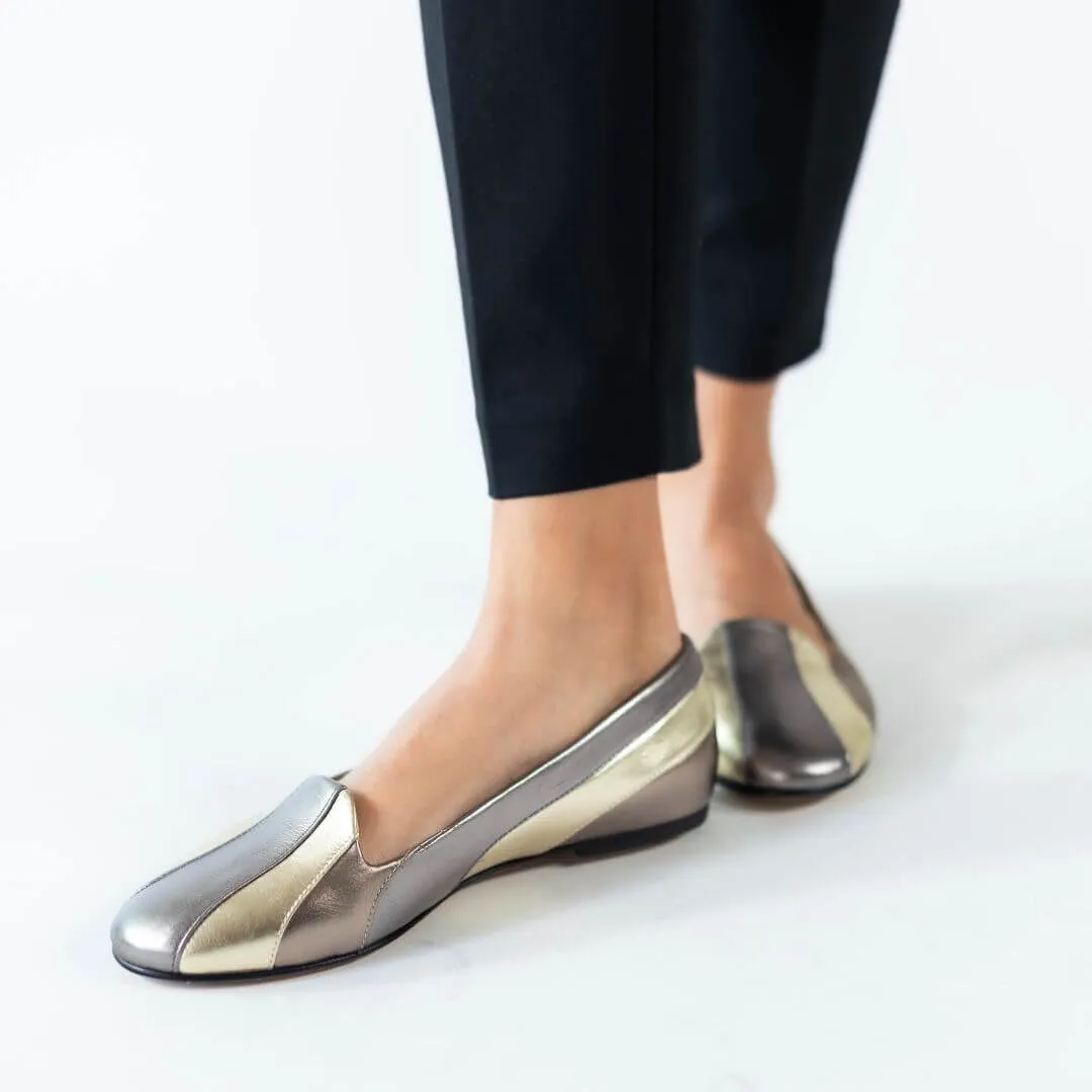 GILDA - Multimetal  Zapato Flat Balerina de Piso Para Dama en Piel