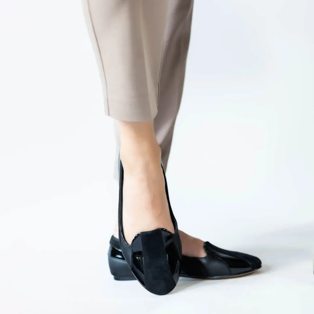 GILDA - Negro  Zapato Flat Balerina de Piso Para Dama en Piel