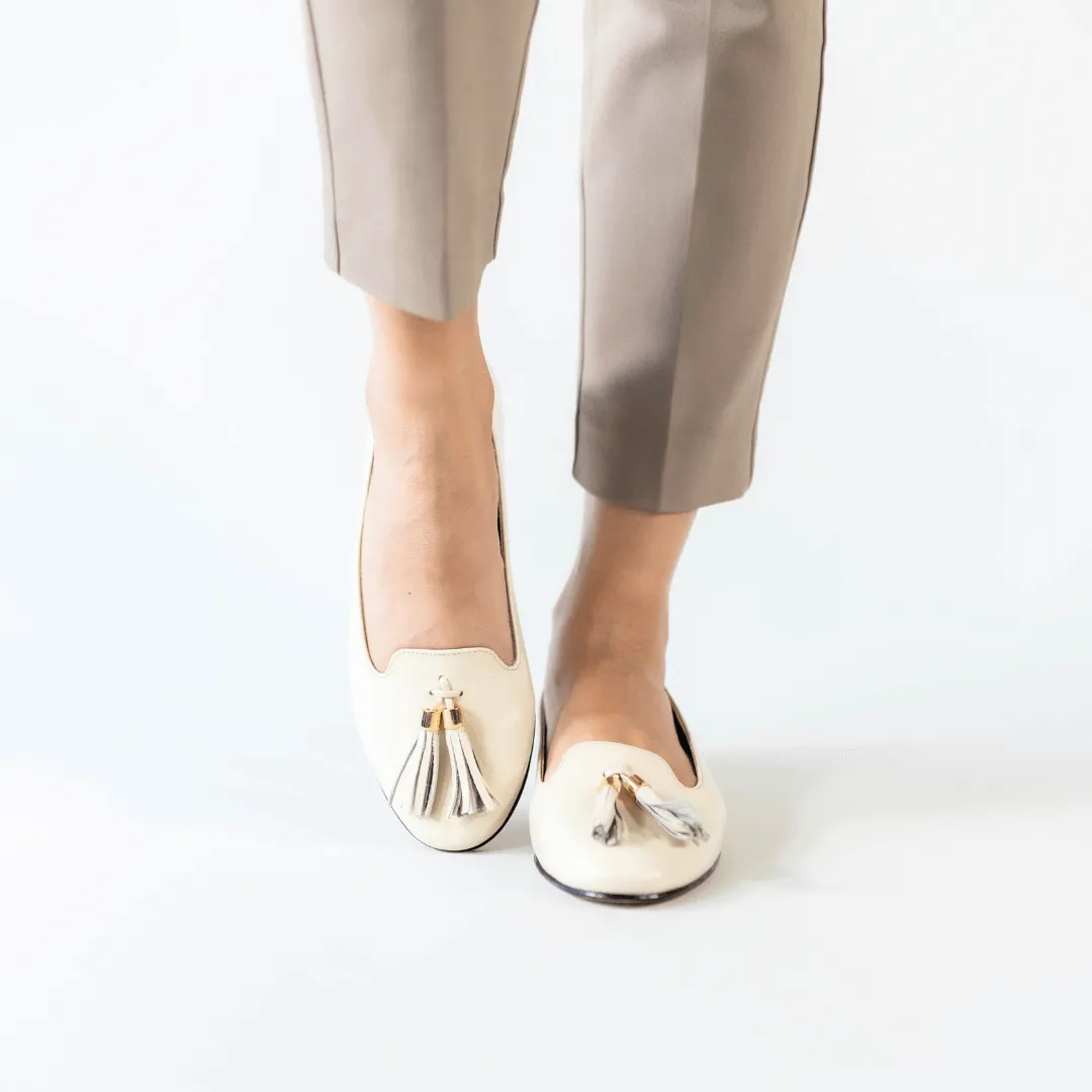 POLINA - Latte  Zapato Flat Balerina de Piso Para Dama en Piel