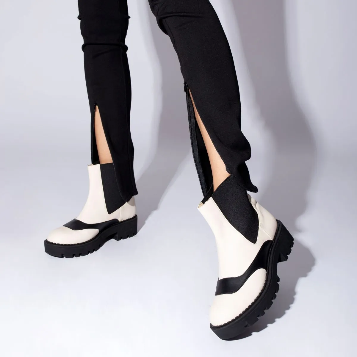 ROBERTA 65 - Negro y Latte  Zapato Bota Botin Para Dama en Piel