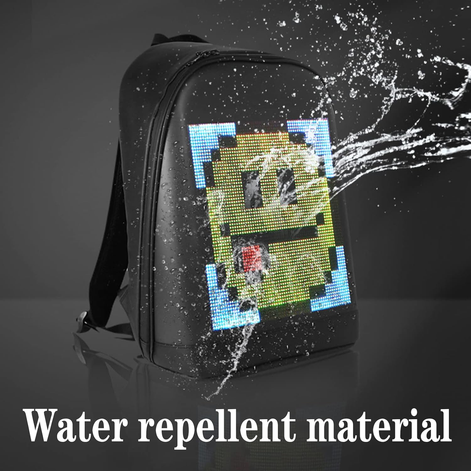 Mochila LED, pantalla a todo color y bricolaje programable, mochila para computadora portátil de viaje con publicidad exterior, requiere fuente de alimentación móvil, 16,9 * 11,8 * 5,1 (pulgadas), publicidad de ocio al aire libre