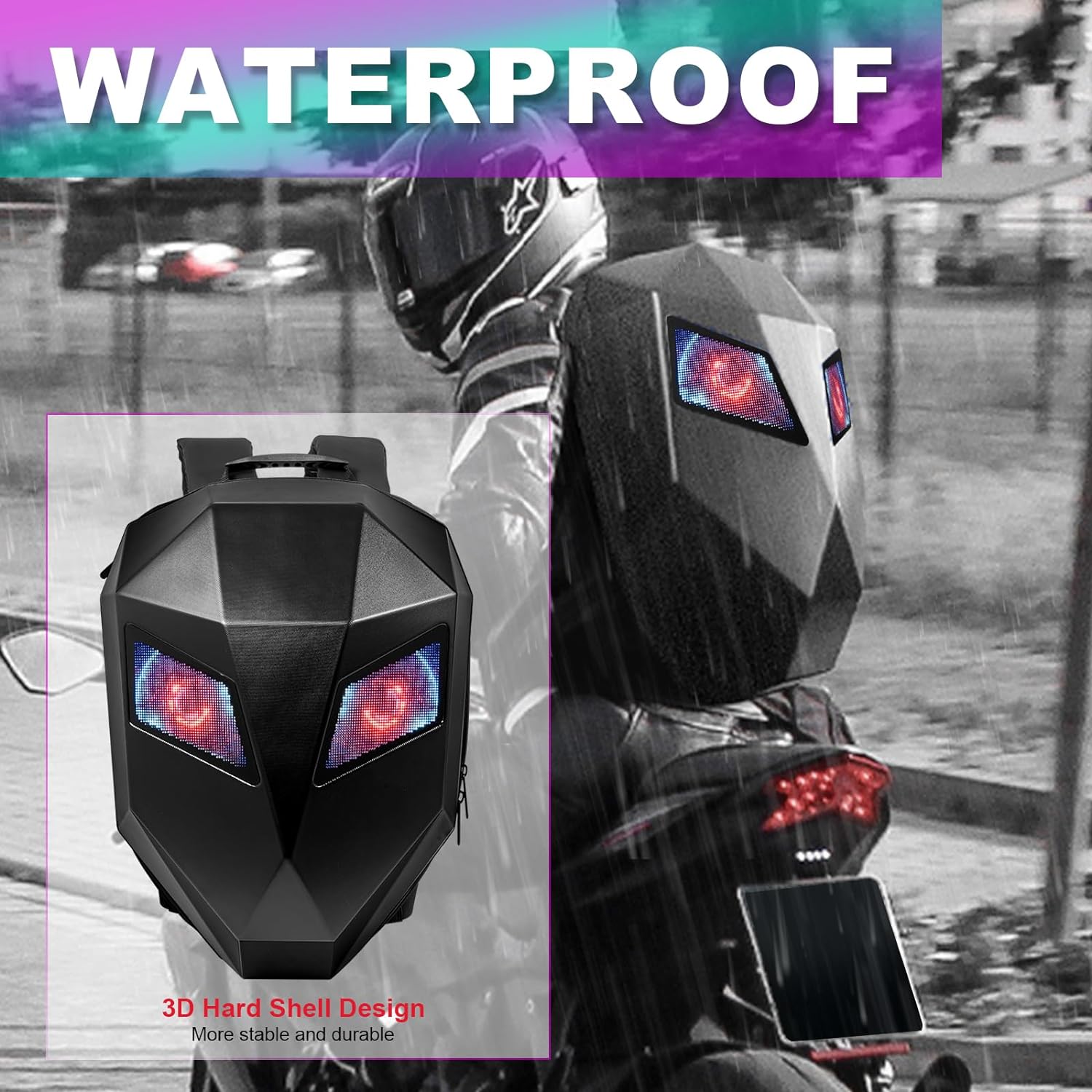 Mochila Moto LED Knight, Negro -, Mochila Led Knight