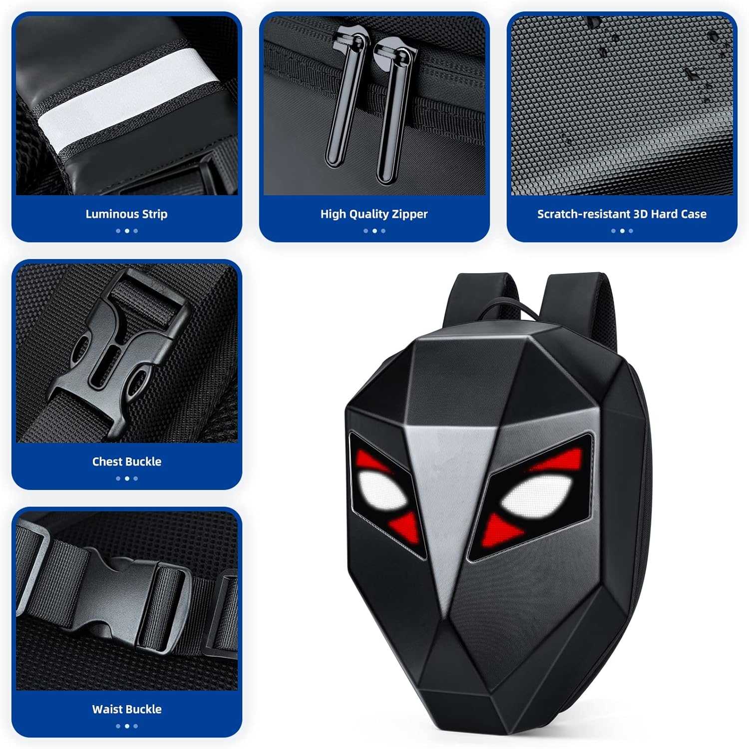 Gelrova Mochila LED Knight Serise, bolsa para laptop, mochila para motocicleta, equitación, bolsa de viaje para motocicleta, bolsa de equipaje impermeable, bolsa de almacenamiento para viajes, camping, ciclismo