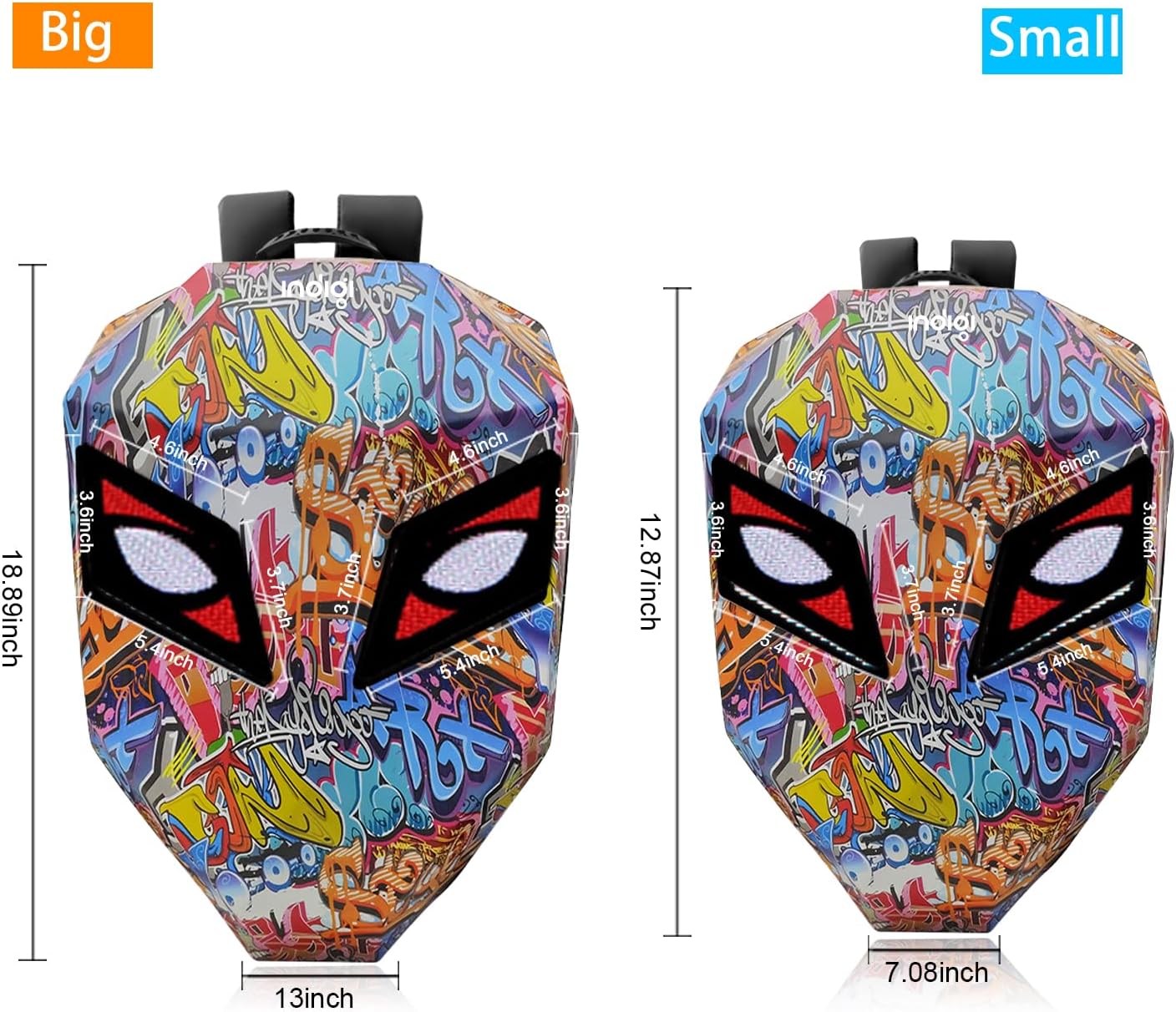 indigi Mochila para motocicleta, portátil, programable, expandible, para casco, bolsa de hombro para equitación, senderismo, viajes, uso diario, Estilo graffiti., Clásico