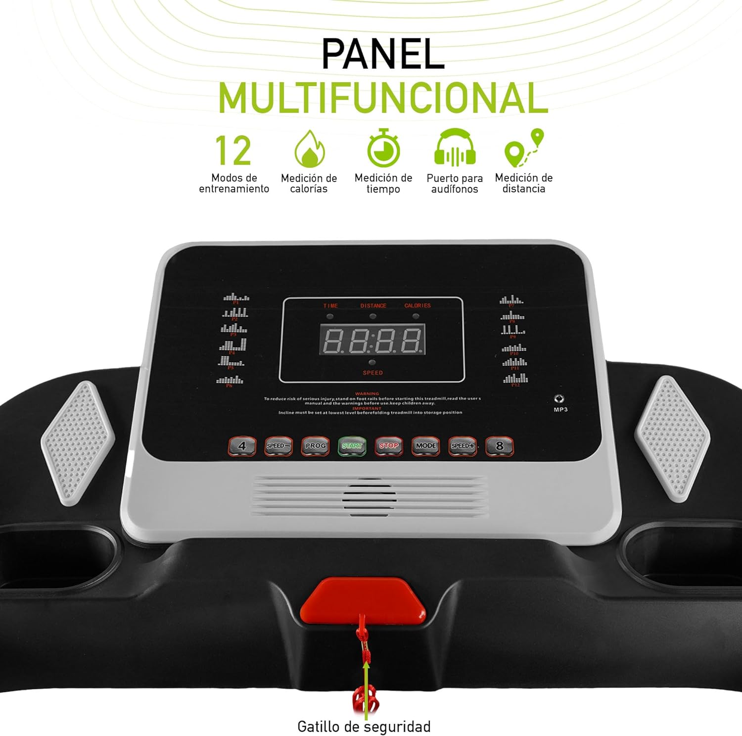 BODYFIT Caminadora Electrica 1.5 HP, Plegable, Portátil y Práctica, Velocidad de 1 a 10km/h, con Puerto para Audífonos, Pantalla LED, 12 Modos de Entrenamiento, Soporte 120 Kg