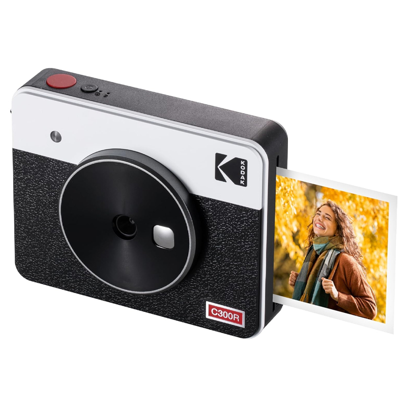 KODAK Mini Shot 3 Retro 4PASS 2-en-1 Cámara Instantánea y Impresora de Fotos (7,6x7,6cm) + 8 Hojas, Blanco
