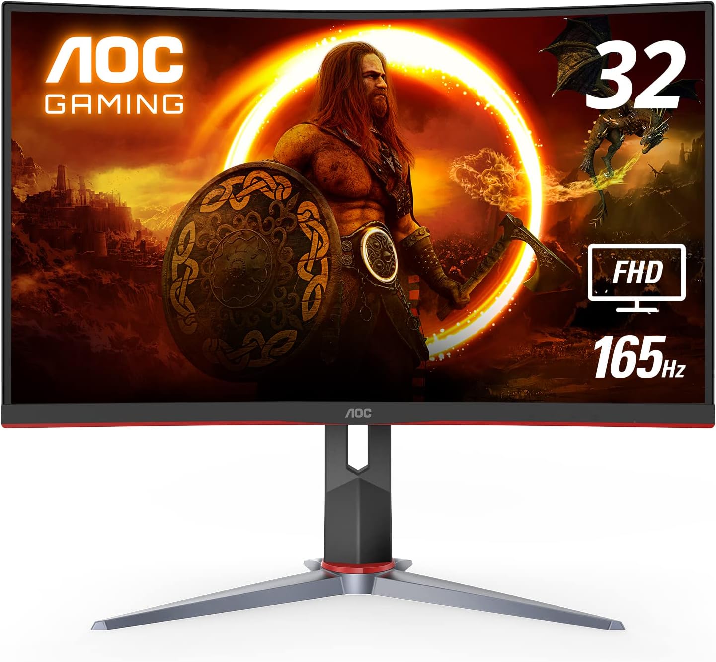AOC C27G2Z Monitor de juego ultra rápido sin marco curvo de 27 pulgadas, FHD 1080p, 0,5 ms 240 Hz, FreeSync, HDMI/DP/VGA, altura ajustable, 3 años de garantía de píxeles muertos