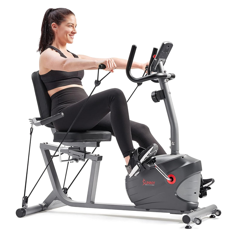 Sunny Health & Fitness Bicicleta Estática Reclinada Performance Interactive Series con Aplicación SunnyFit® Opcional Conectividad Bluetooth Mejorada